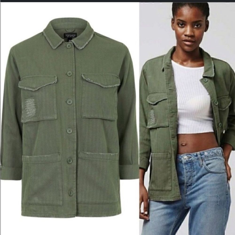 TOPSHOP Green Cargo Jacket size 2